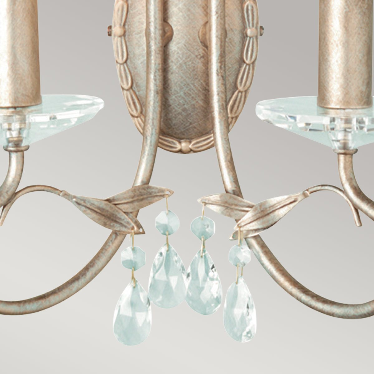 Ellinsworth French Provincial Twin Arm Wall Light Silver Gold Patina Ellinsworth French Provincial Twin Arm Wall Light Silver Gold Patina — detail view