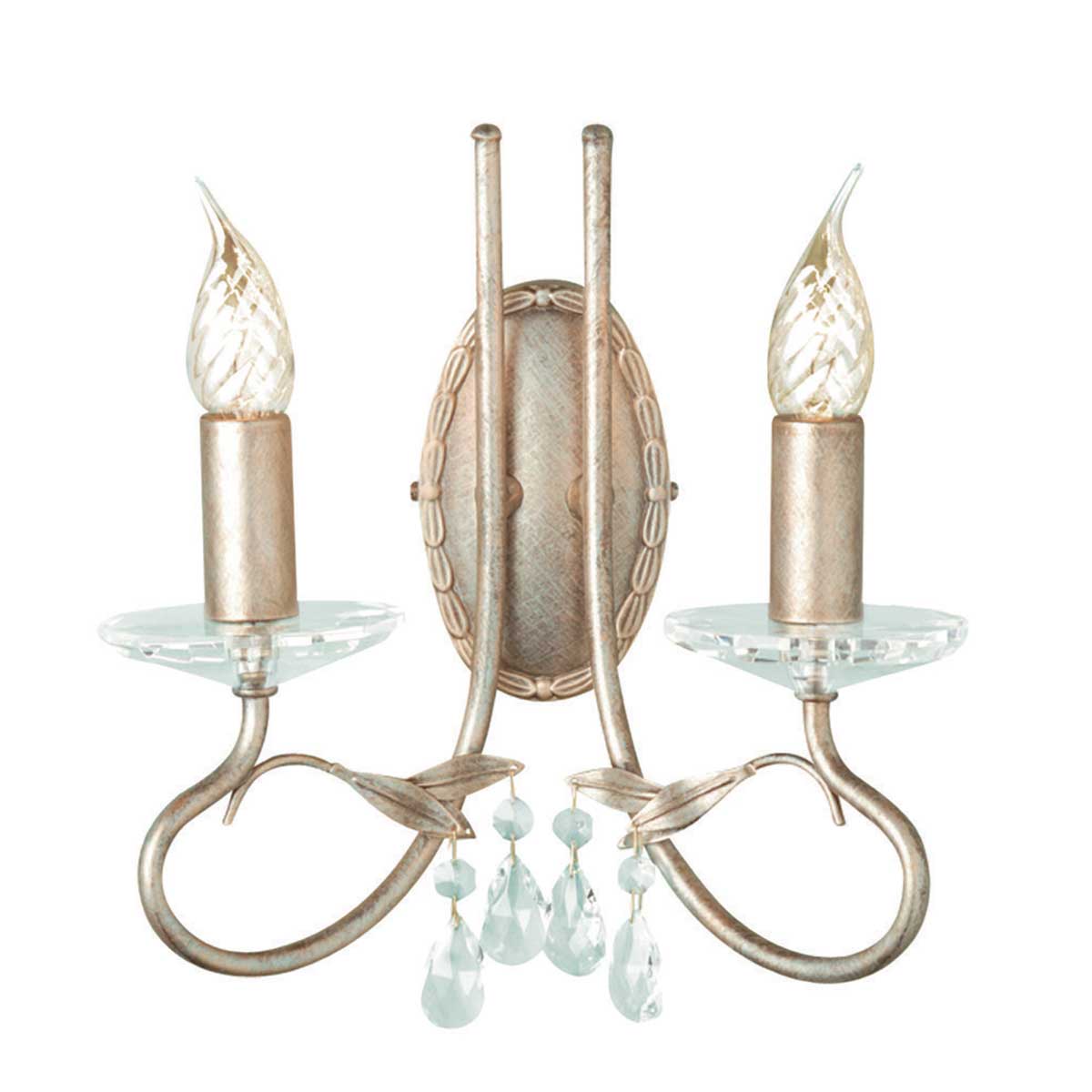 Ellinsworth French Provincial Twin Arm Wall Light Silver Gold Patina