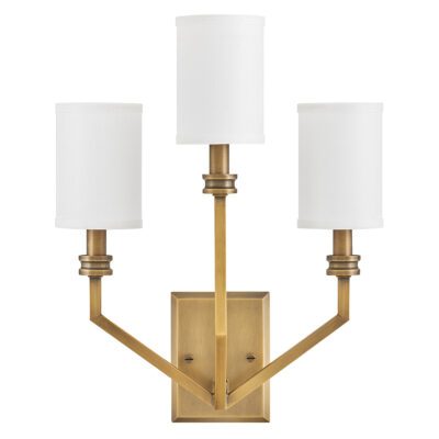 Ellsdon Traditional 3 Light Wall Light Heritage Brass with Ivory Linen Shade