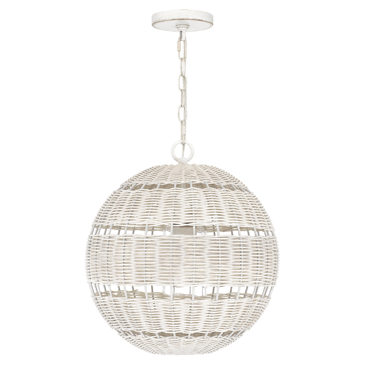 Elmshire Hamptons Woven Rattan Globe Pendant in Antique White Elmshire Hamptons Woven Rattan Globe Pendant in Antique White