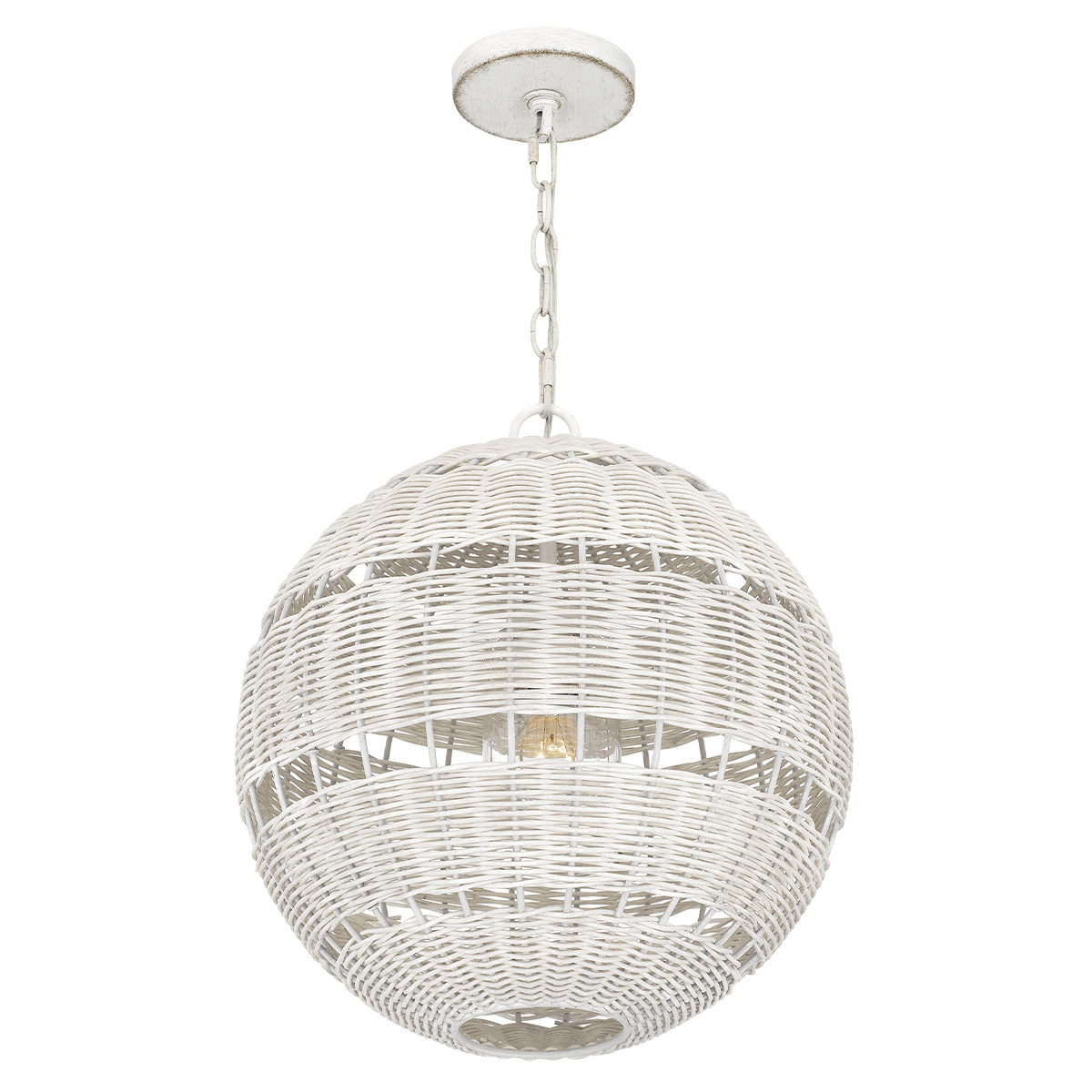 Elmshire Hamptons Woven Rattan Globe Pendant in Antique White Elmshire Hamptons Woven Rattan Globe Pendant in Antique White
