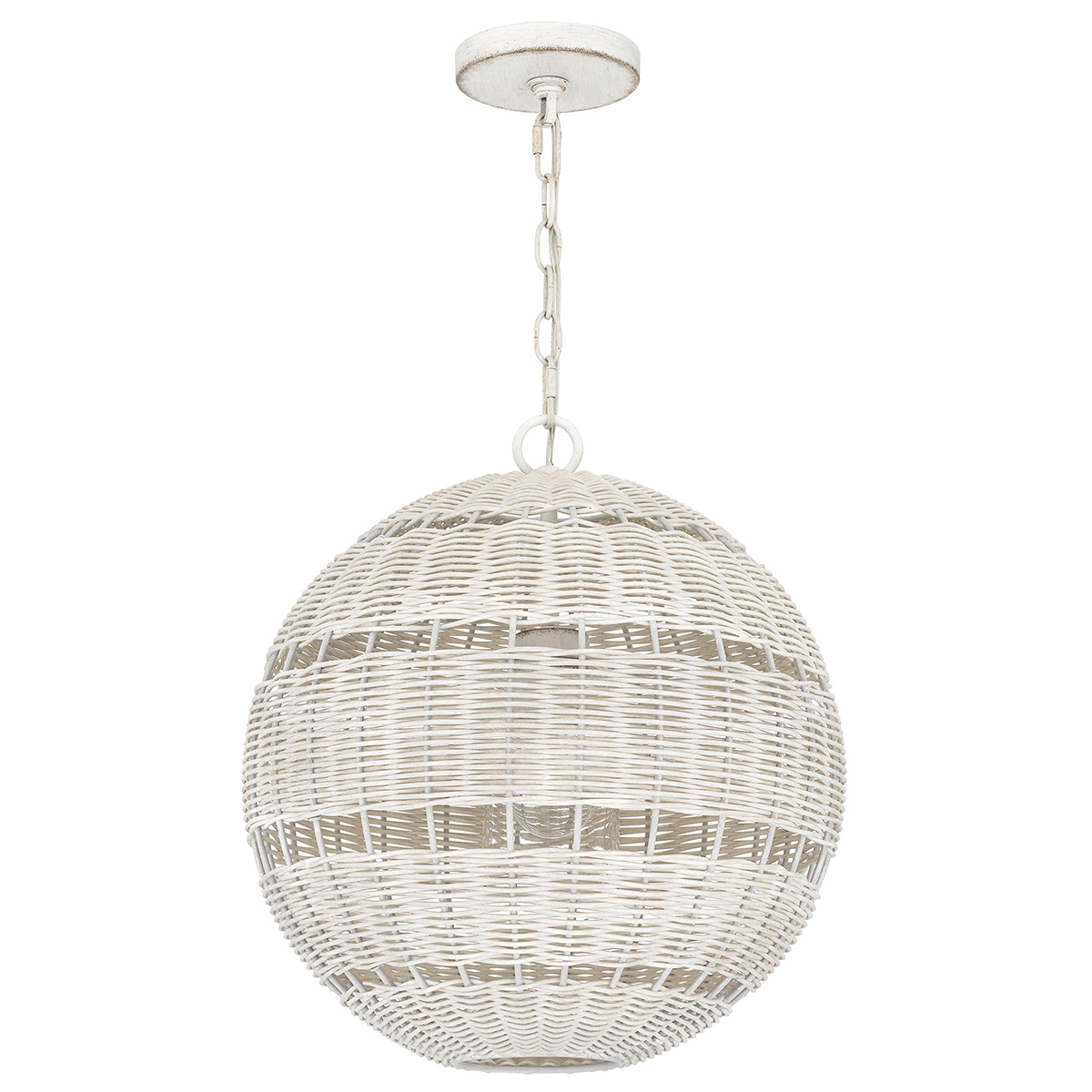 Elmshire Hamptons Woven Rattan Globe Pendant in Antique White Elmshire Hamptons Woven Rattan Globe Pendant in Antique White