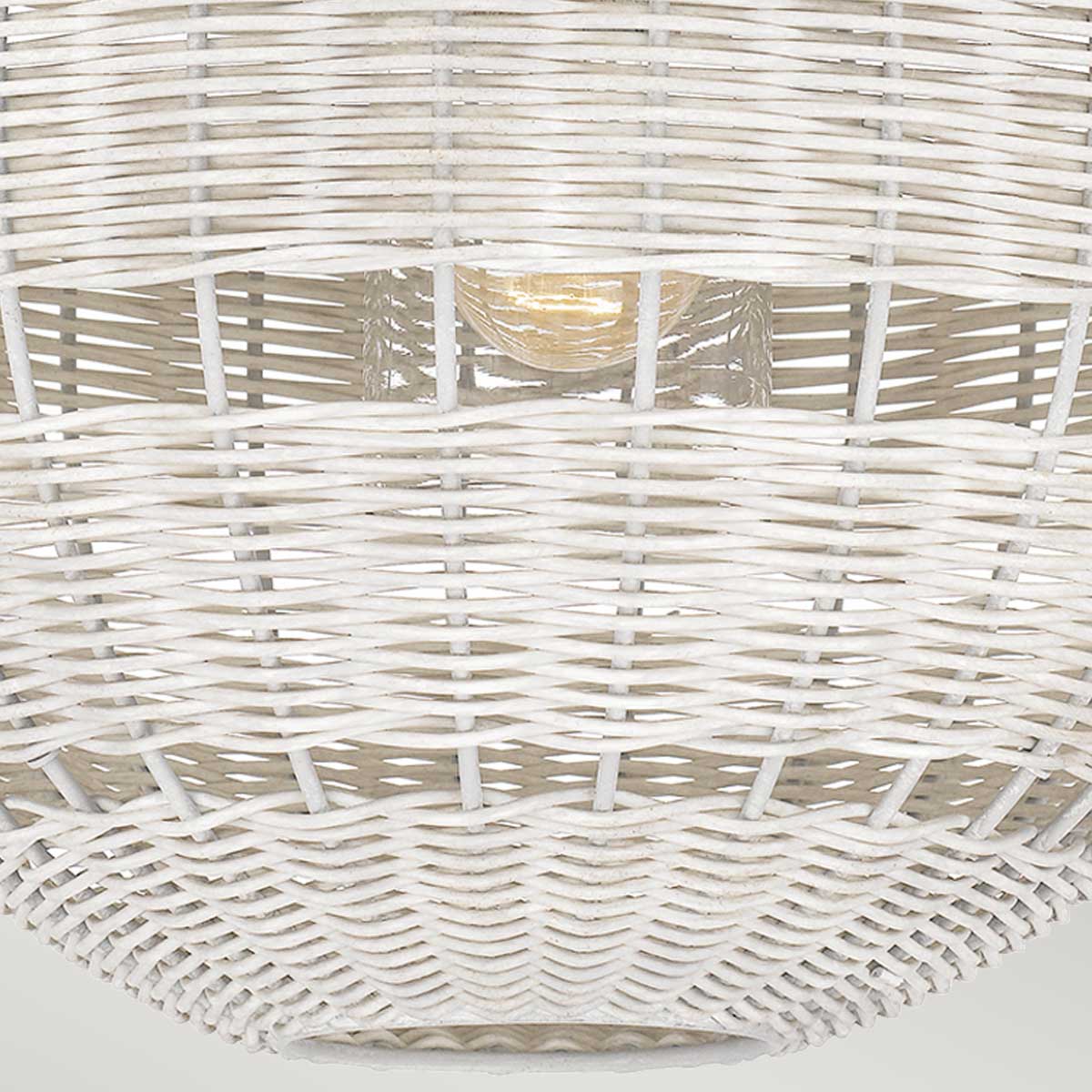 Elmshire Hamptons Woven Rattan Globe Pendant in Antique White Elmshire Hamptons Woven Rattan Globe Pendant in Antique White — detail view