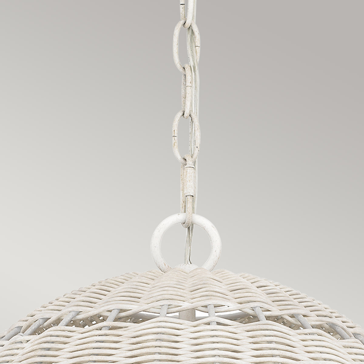 Elmshire Hamptons Woven Rattan Globe Pendant in Antique White Elmshire Hamptons Woven Rattan Globe Pendant in Antique White — detail view