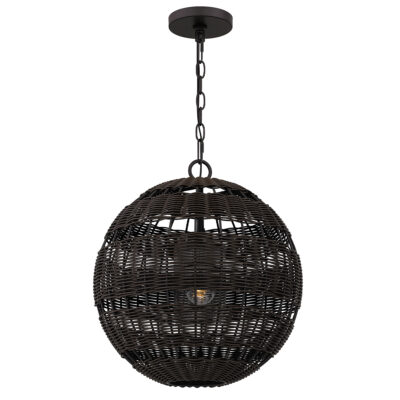 Elmshire Hamptons Woven Rattan Sphere Pendant Bronze