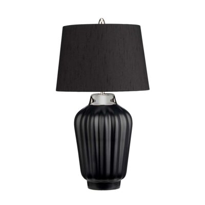 Elmsleigh Fluted Ceramic Table Lamp Black & Polished Nickel