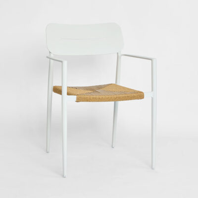 Elmstead Stacking Hamptons Outdoor Armchair White & Natural Weave