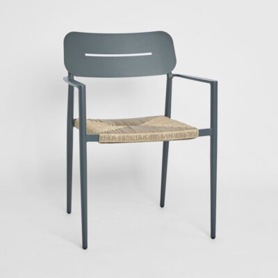 Elmstead Stacking Hamptons Outdoor Dining Armchair Charcoal And Natural Weave