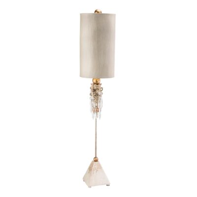 Elmswood French Provincial Table Lamp with Crystal Cluster in Putty Patina