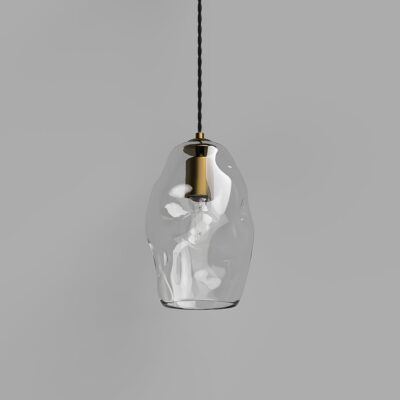 Elmwood Sculptural Glass Pendant Light Old Brass
