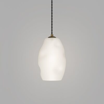 Elmwood Sculptural Glass Pendant Light Old Brass and White