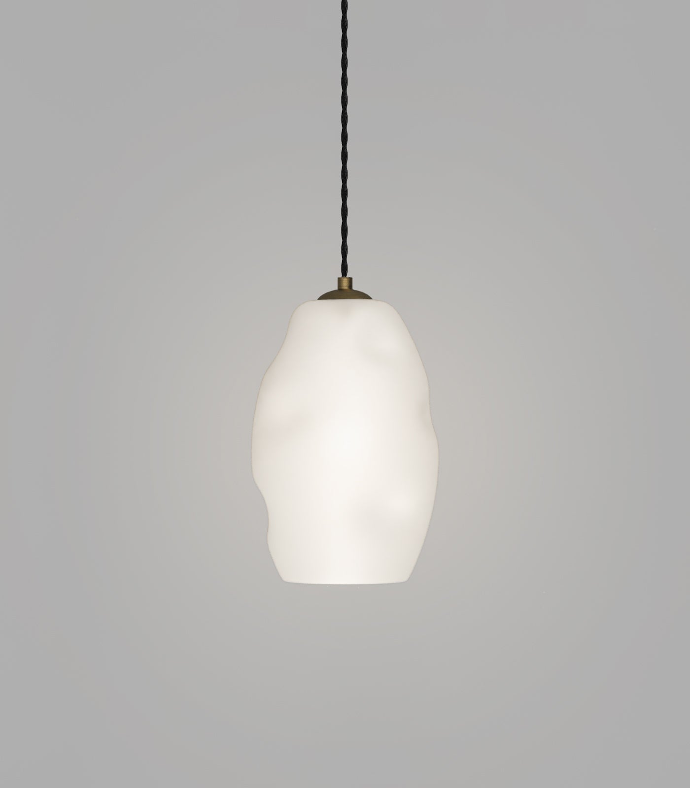 Elmwood Sculptural Glass Pendant Light Old Brass and White