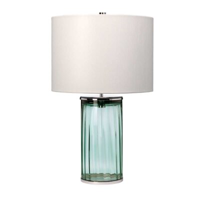 Emerald Nickel Fluted Glass Table Lamp
