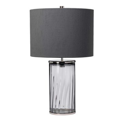Emerald Nickel Fluted Glass Table Lamp Smoke Polished Nickel