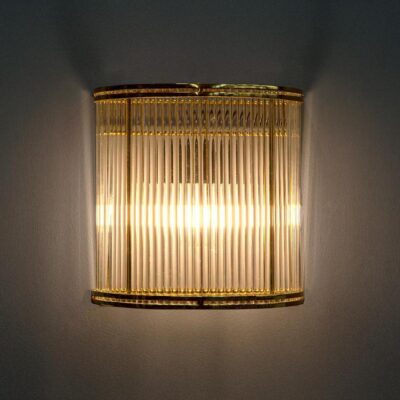 Enderby Hamptons Half Round Glass Rod Wall Light Brass