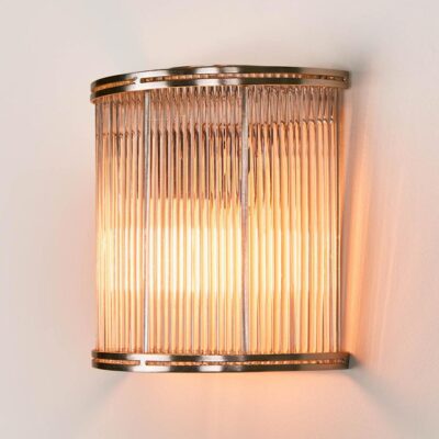 Enderby Hamptons Half Round Glass Wall Light Silver