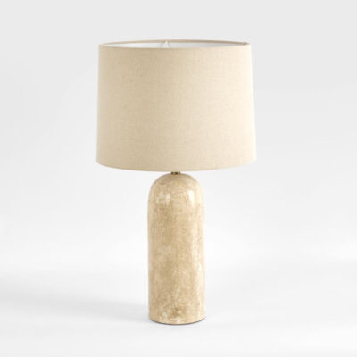 Fairfield Hamptons Travertine Table Lamp With Linen Shade