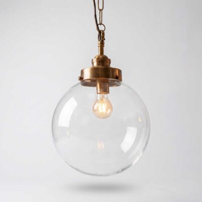 Fairford French Provincial Glass Globe Pendant Antique Brass