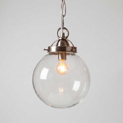 Fairford Hamptons Glass Globe Ceiling Pendant Antique Silver
