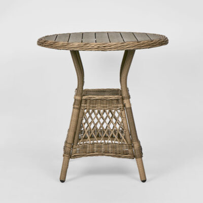 Fairholme Lounge Set Hamptons Round Wicker Outdoor Side Table Natural