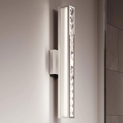 Fairholt Faceted Crystal LED Bar Wall Light Polished Chrome — in situ view