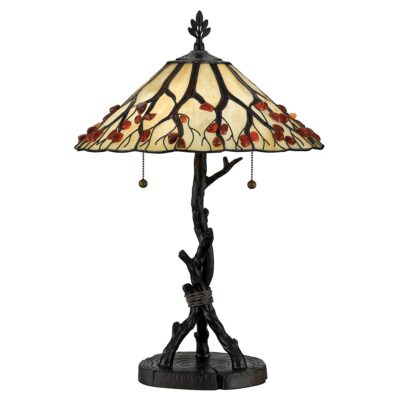 Fairholt Vale Tiffany Style Table Lamp Bronze with Art Glass Shade