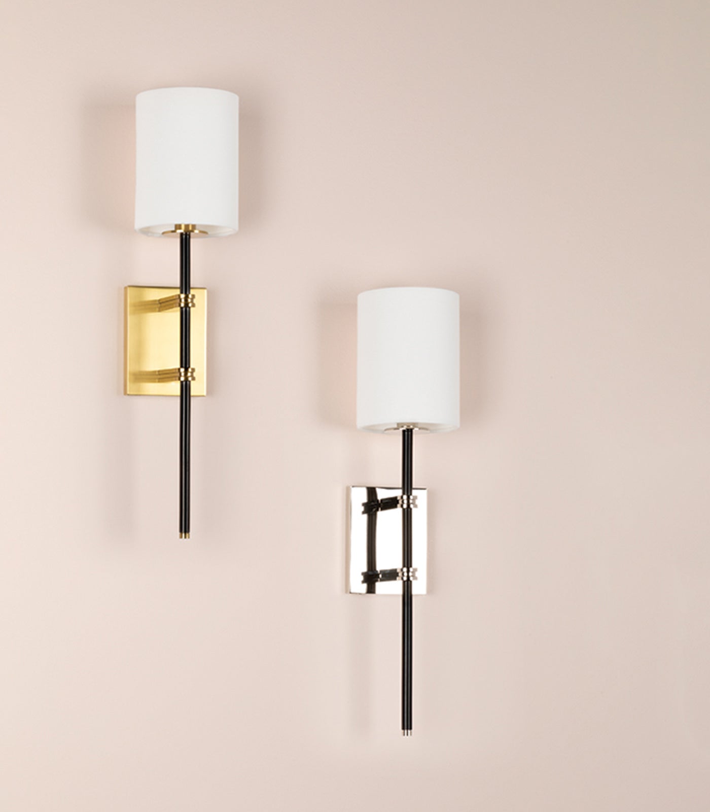 Fairleigh Contemporary Wall Light Polished Nickel and Black