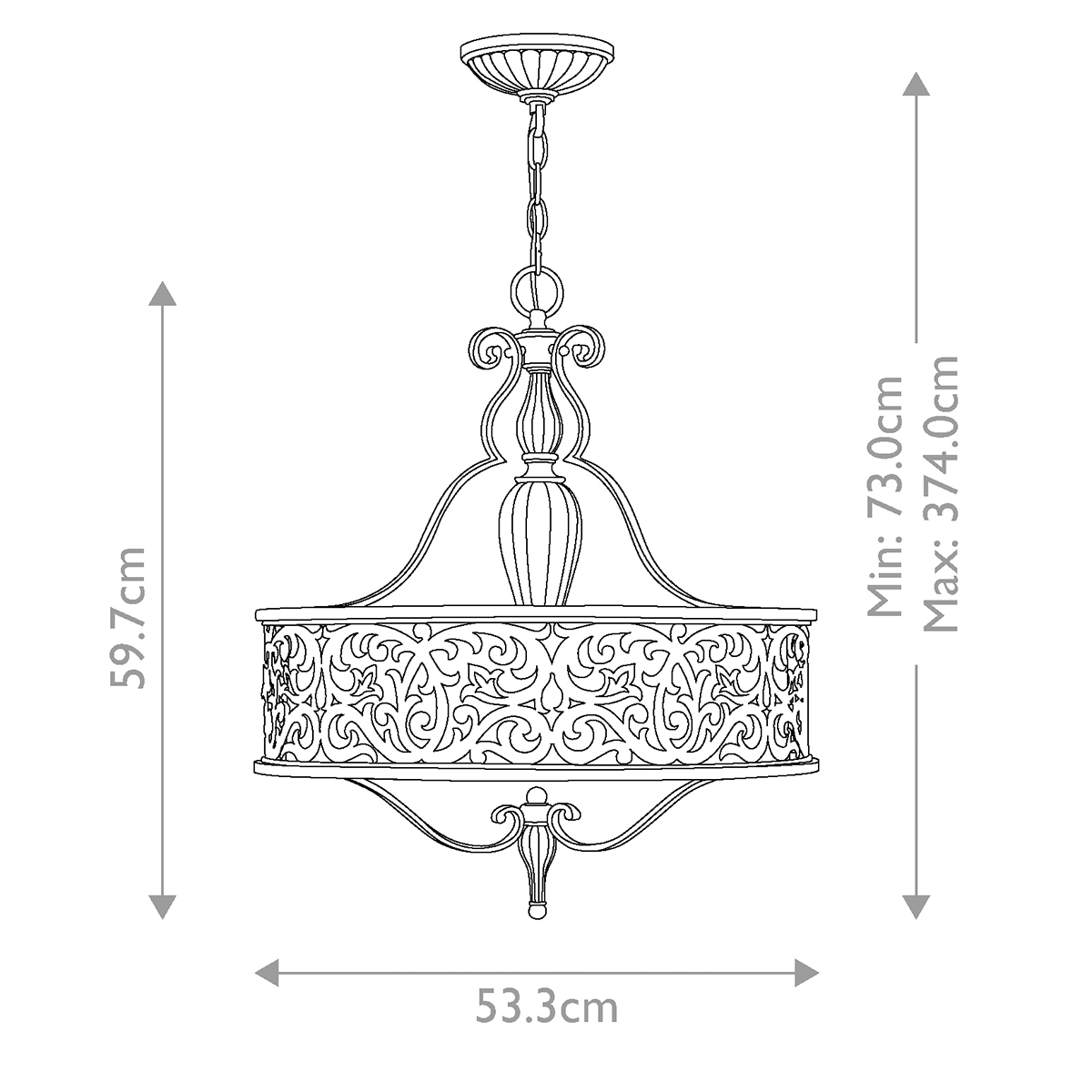 Fairmount French Provincial Pierced Drum Pendant Chandelier Brushed Champagne Fairmount French Provincial Pierced Drum Pendant Chandelier Brushed Champagne