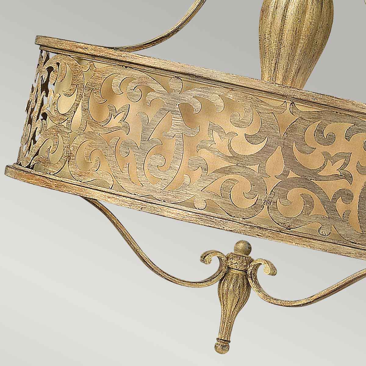 Fairmount French Provincial Pierced Drum Pendant Chandelier Brushed Champagne Fairmount French Provincial Pierced Drum Pendant Chandelier Brushed Champagne — detail view