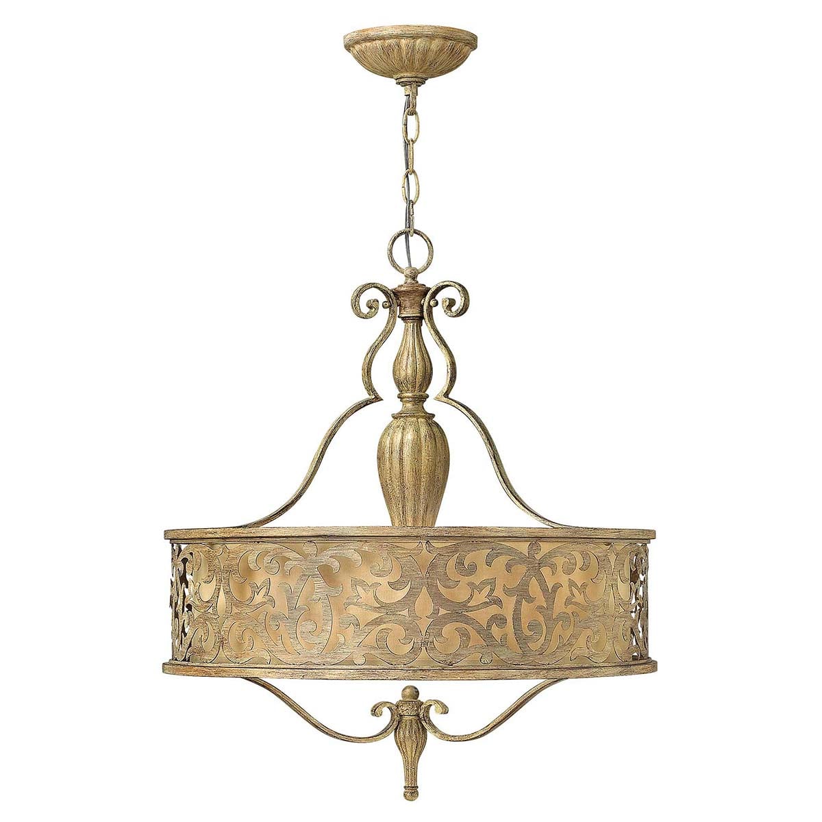 Fairmount French Provincial Pierced Drum Pendant Chandelier Brushed Champagne
