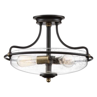 Falconleigh Semi-Flush Ceiling Light Bronze With Weathered Brass Accents