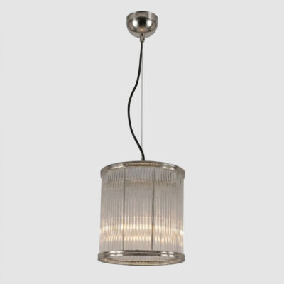 Fallowfield Ribbed Glass Ceiling Pendant Polished Nickel