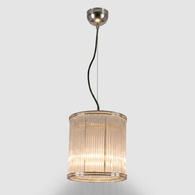 Fallowfield Ribbed Glass Ceiling Pendant Polished Nickel