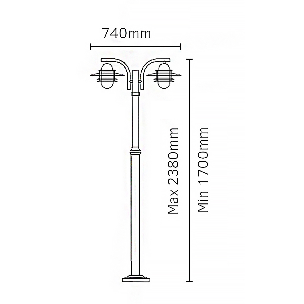 Farholt Bay Twin Head Galvanised Outdoor Lamp Post Farholt Bay Twin Head Galvanised Outdoor Lamp Post