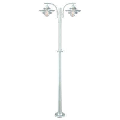 Farholt Bay Twin Head Galvanised Outdoor Lamp Post