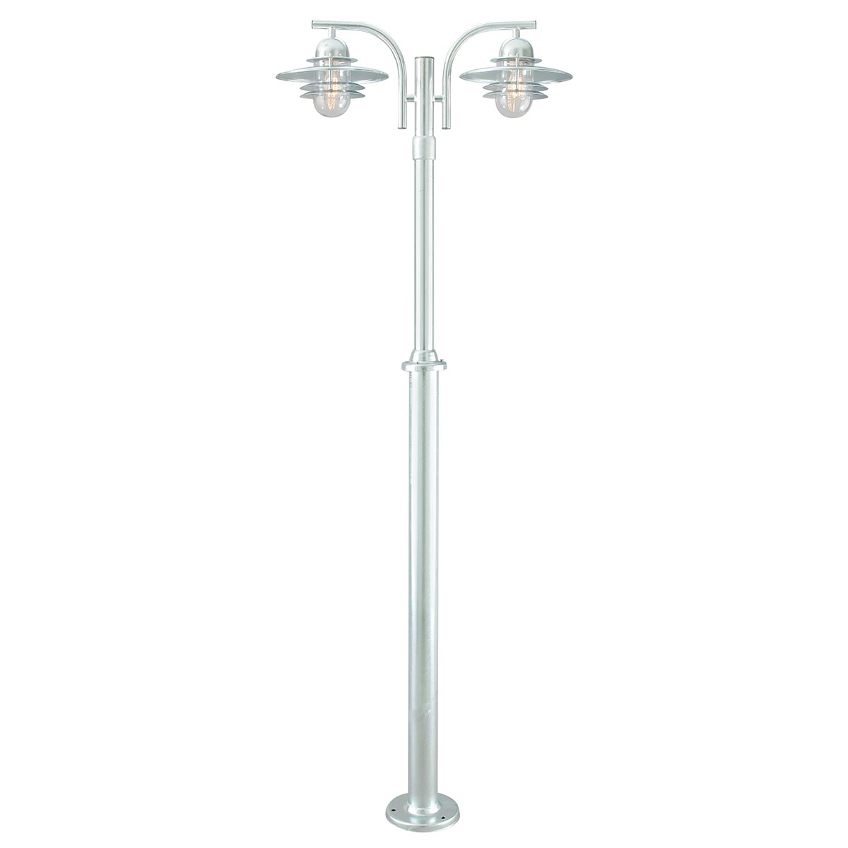 Farholt Bay Twin Head Galvanised Outdoor Lamp Post