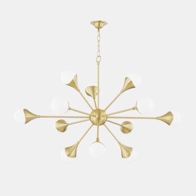 Farleigh Court Mid-Century Sputnik Chandelier Aged Brass