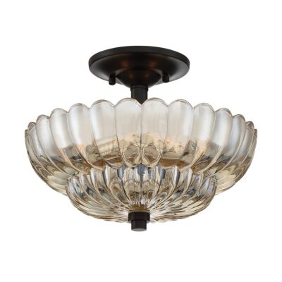 Farleigh Cross Traditional Semi-Flush Amber Glass and Cocoa Brown