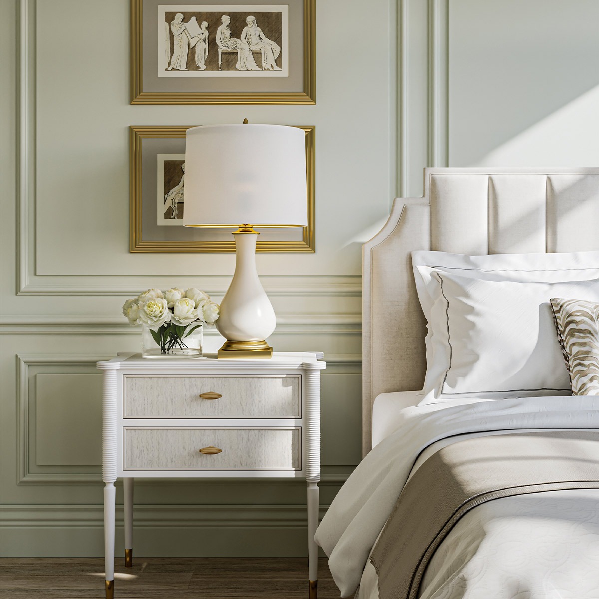 Farleigh French Provincial Table Lamp Cream Crackle Brass Farleigh French Provincial Table Lamp Cream Crackle Brass — in situ view