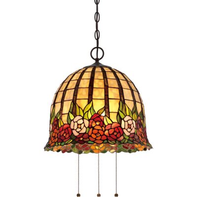 Farncombe Tiffany Style Rose Pendant Bronze