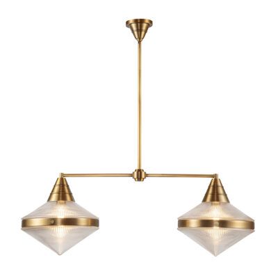 Farncote Vintage Brass Twin Cone Linear Chandelier