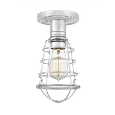 Farringale Industrial Cage Ceiling Semi-Flush Polished Chrome