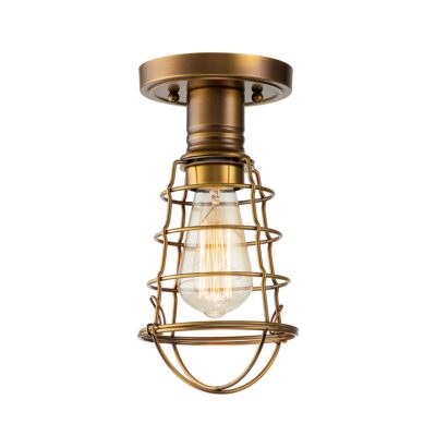 Farringale Industrial Cage Ceiling Semi-Flush Weathered Brass