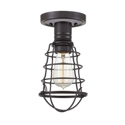 Farringale Industrial Wire Cage Ceiling Semi-Flush Bronze