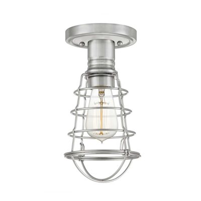 Farringale Industrial Wire Cage Ceiling Semi-Flush Brushed Nickel