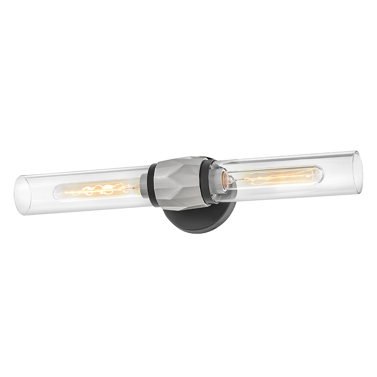 Farringdon Contemporary Twin Wall Light Black With Brushed Nickel Farringdon Contemporary Twin Wall Light Black With Brushed Nickel