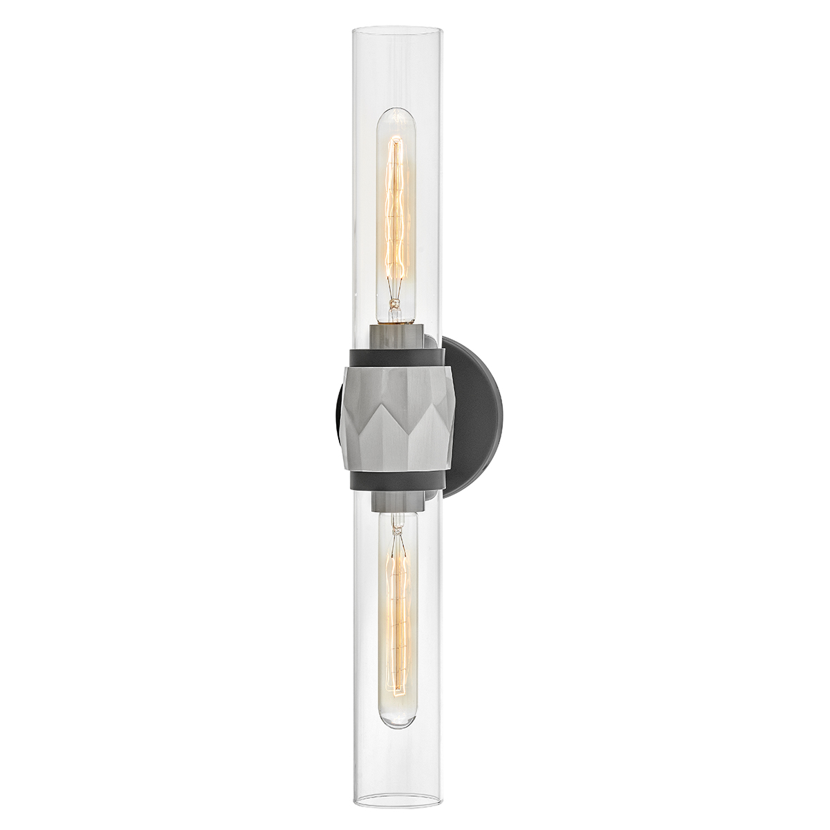 Farringdon Contemporary Twin Wall Light Black With Brushed Nickel Farringdon Contemporary Twin Wall Light Black With Brushed Nickel