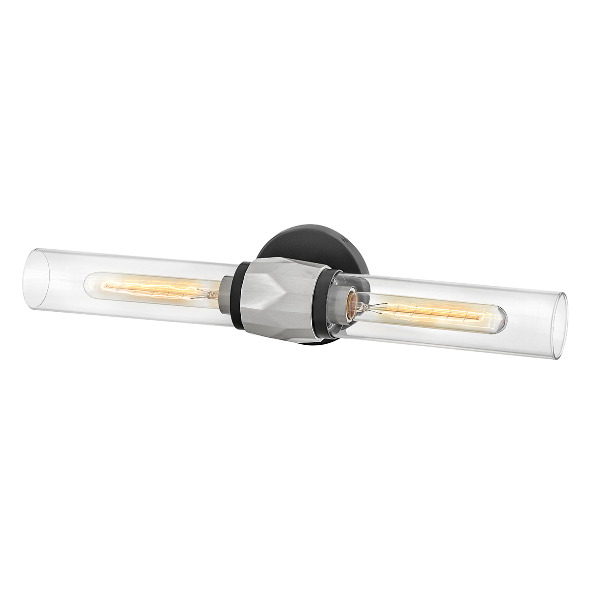 Farringdon Contemporary Twin Wall Light Black With Brushed Nickel Farringdon Contemporary Twin Wall Light Black With Brushed Nickel