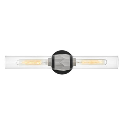Farringdon Contemporary Twin Wall Light Black With Brushed Nickel