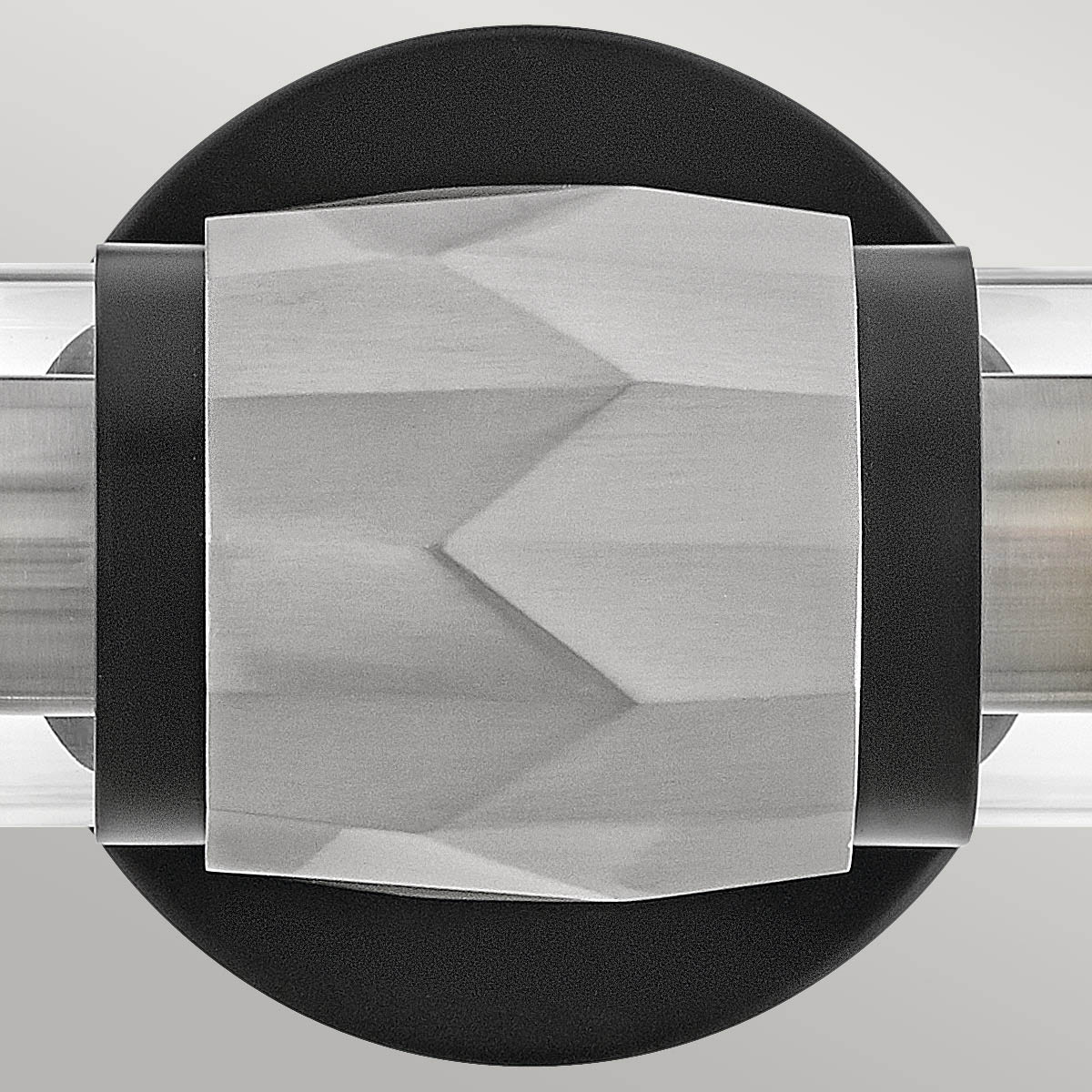 Farringdon Contemporary Twin Wall Light Black With Brushed Nickel Farringdon Contemporary Twin Wall Light Black With Brushed Nickel — detail view